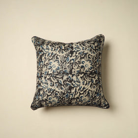 Black Kalamkari Block Print Cotton Cushion Cover