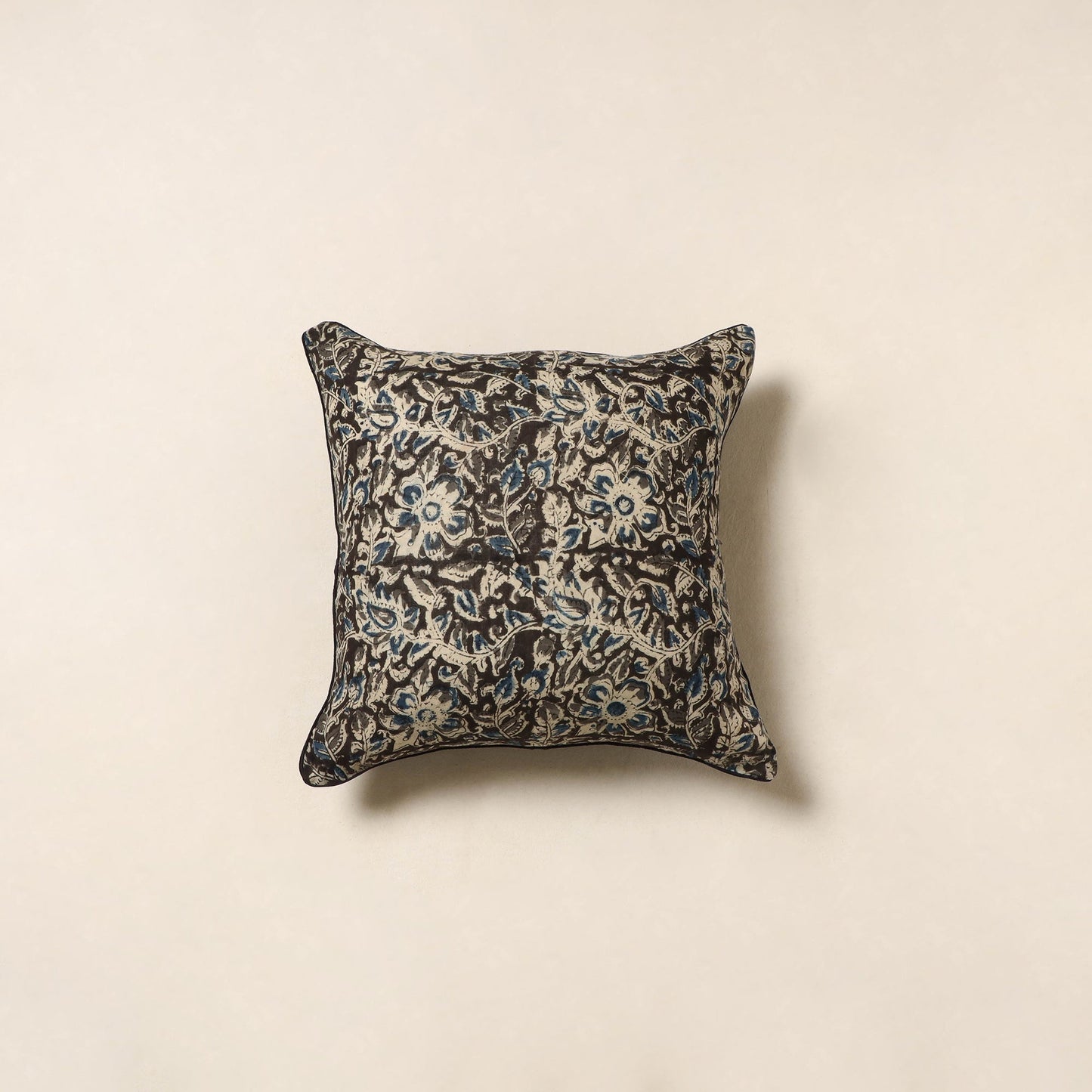 Black - kalamkari cotton cushion cover 101 - handcrafted
