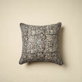 Black Kalamkari Block Print Cotton Cushion Cover