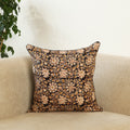 Black Kalamkari Block Print Cotton Cushion Cover