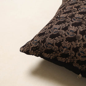 Black - kalamkari cotton cushion cover 38 - handcrafted