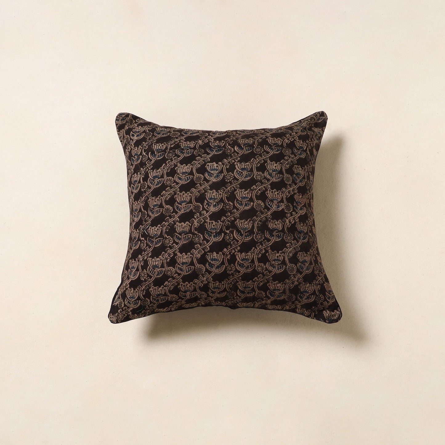 Black - kalamkari cotton cushion cover 38 - handcrafted