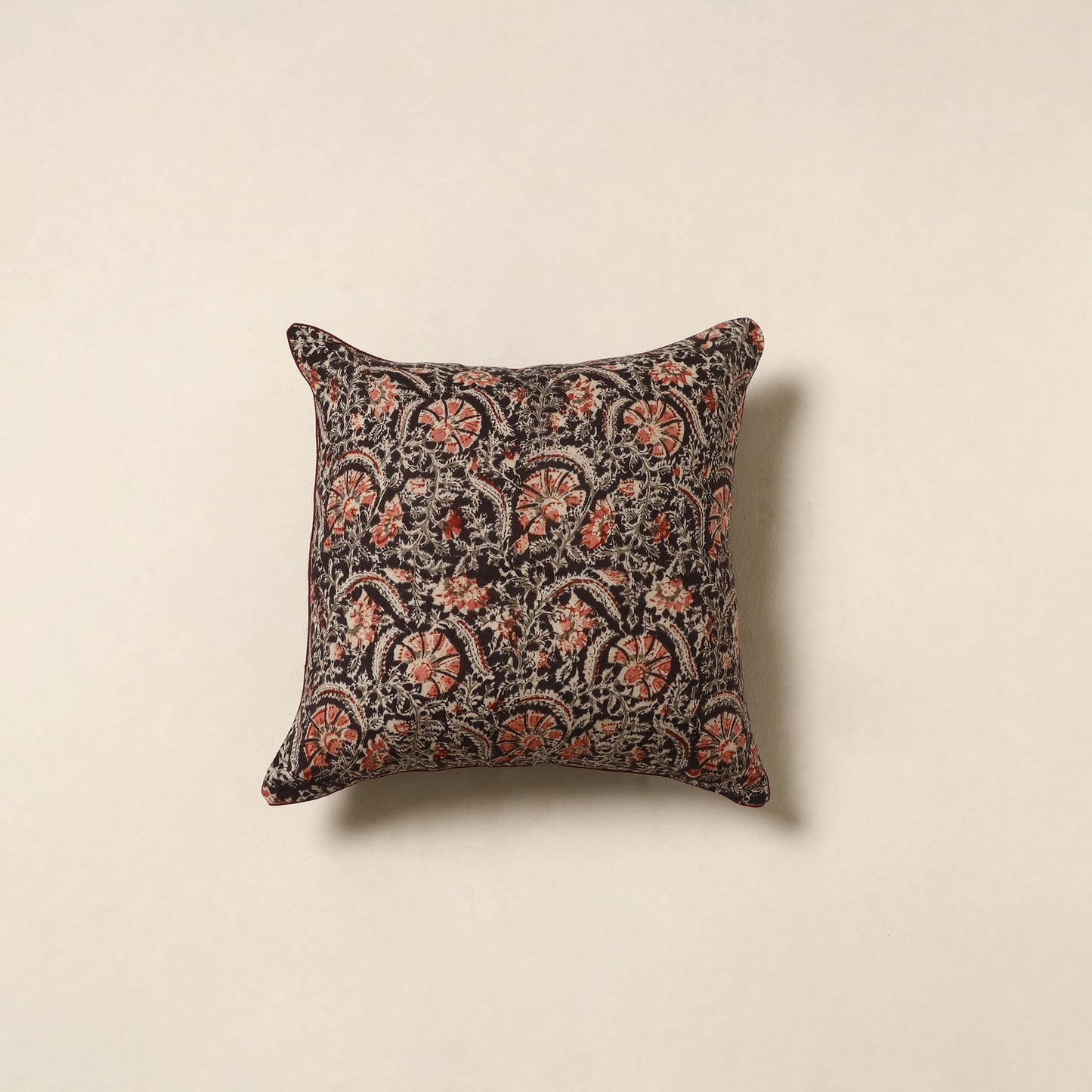 Black - kalamkari cotton cushion cover 53 - handcrafted