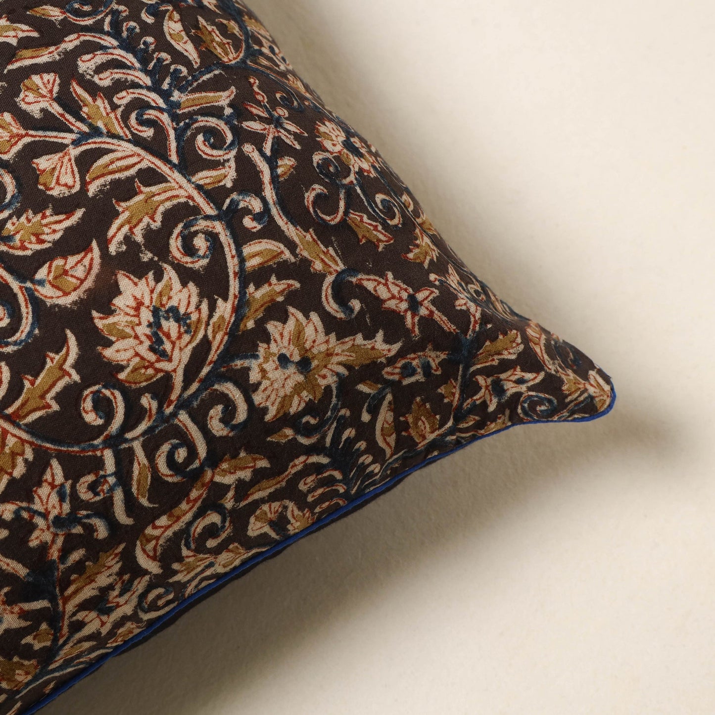 Black - kalamkari cotton cushion cover 54 - handcrafted