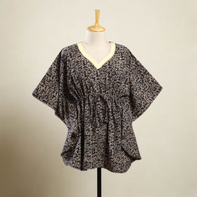  Black Kalamkari Block Print Cotton Kaftan