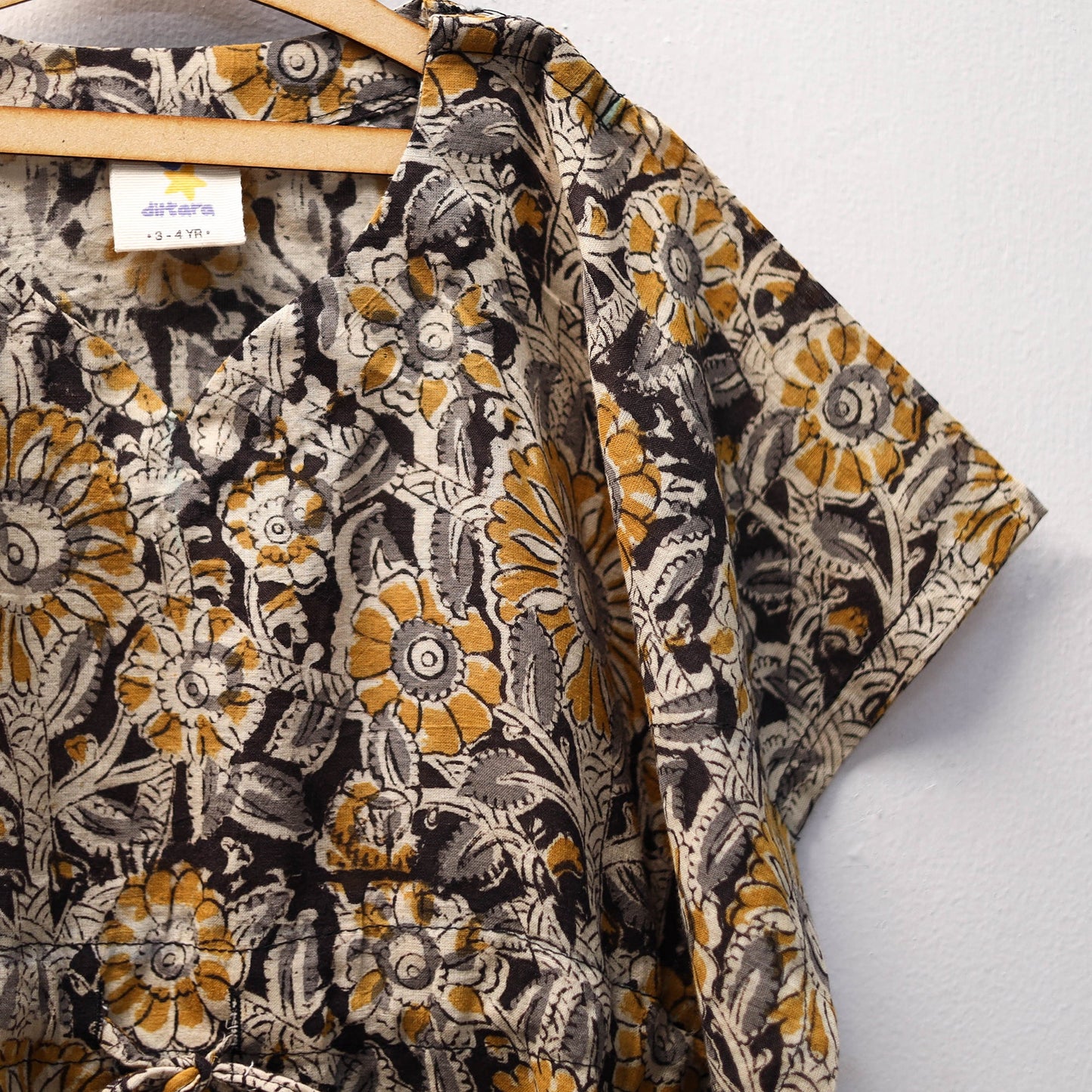 Black - kalamkari cotton kids kaftan (3-4 years) 47