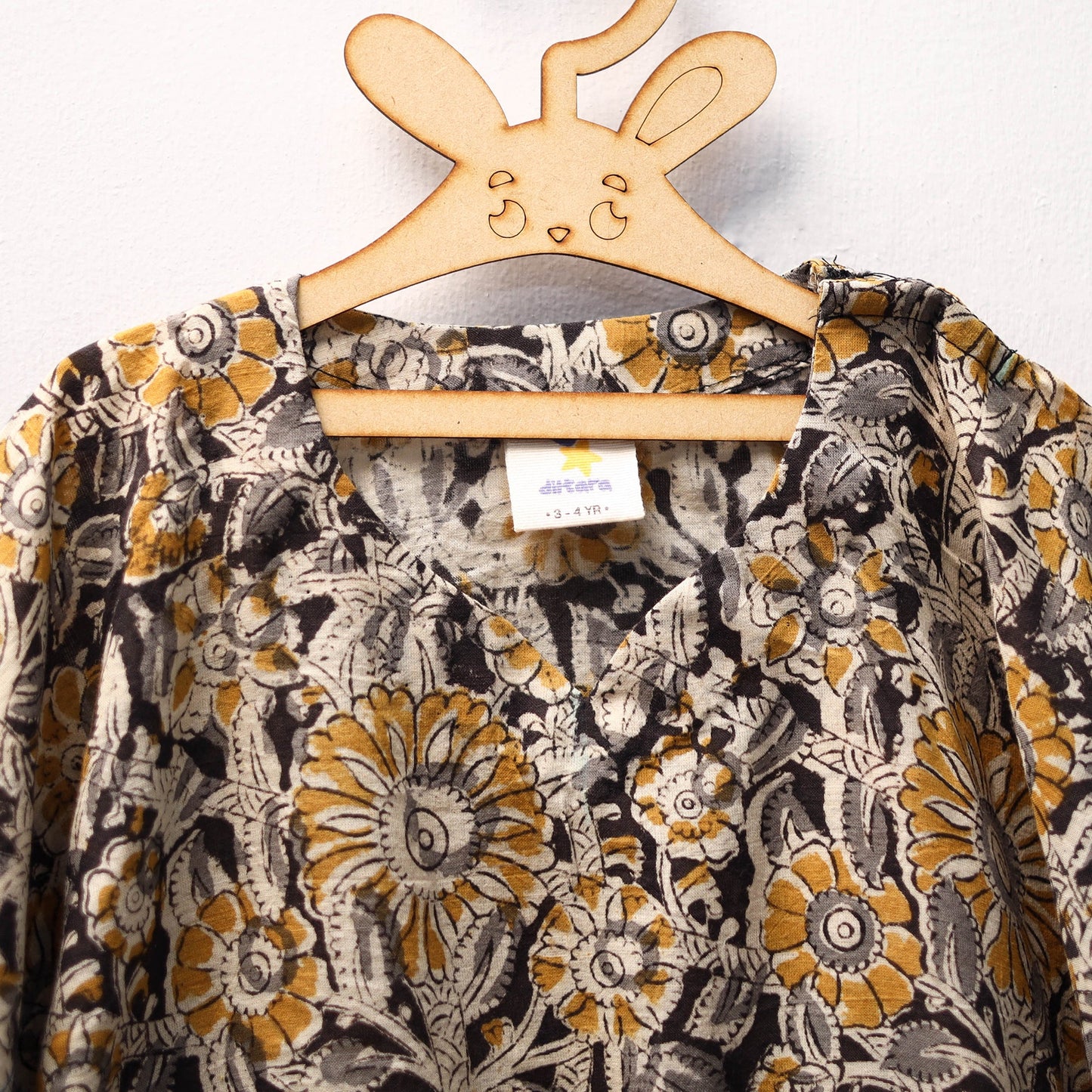 Black - kalamkari cotton kids kaftan (3-4 years) 47