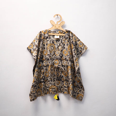 Black - kalamkari cotton kids kaftan (3-4 years) 47