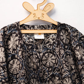 Black - kalamkari cotton kids kaftan (3-4 years) 49