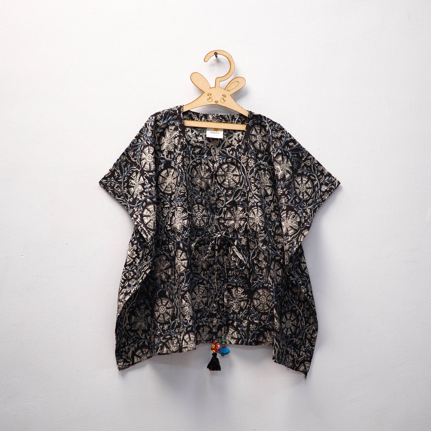 Black - kalamkari cotton kids kaftan (3-4 years) 49