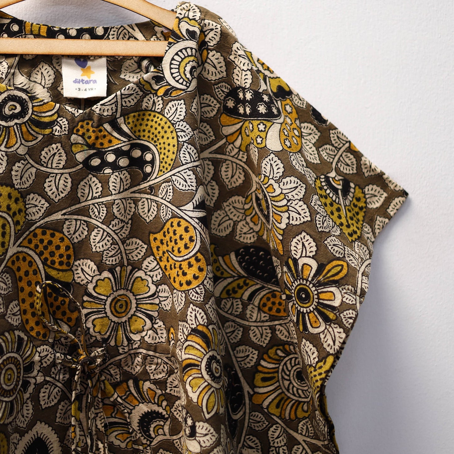 Black - kalamkari cotton kids kaftan (3-4 years) 52