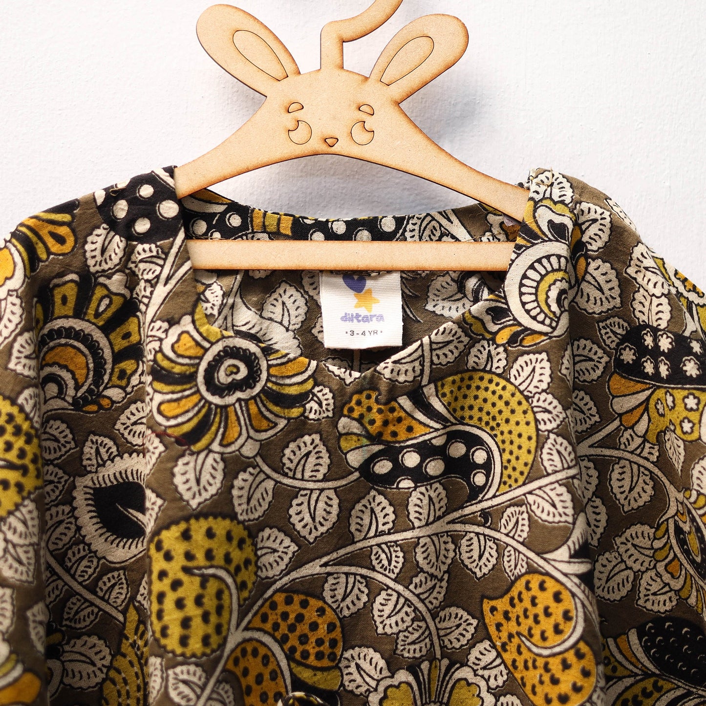 Black - kalamkari cotton kids kaftan (3-4 years) 52