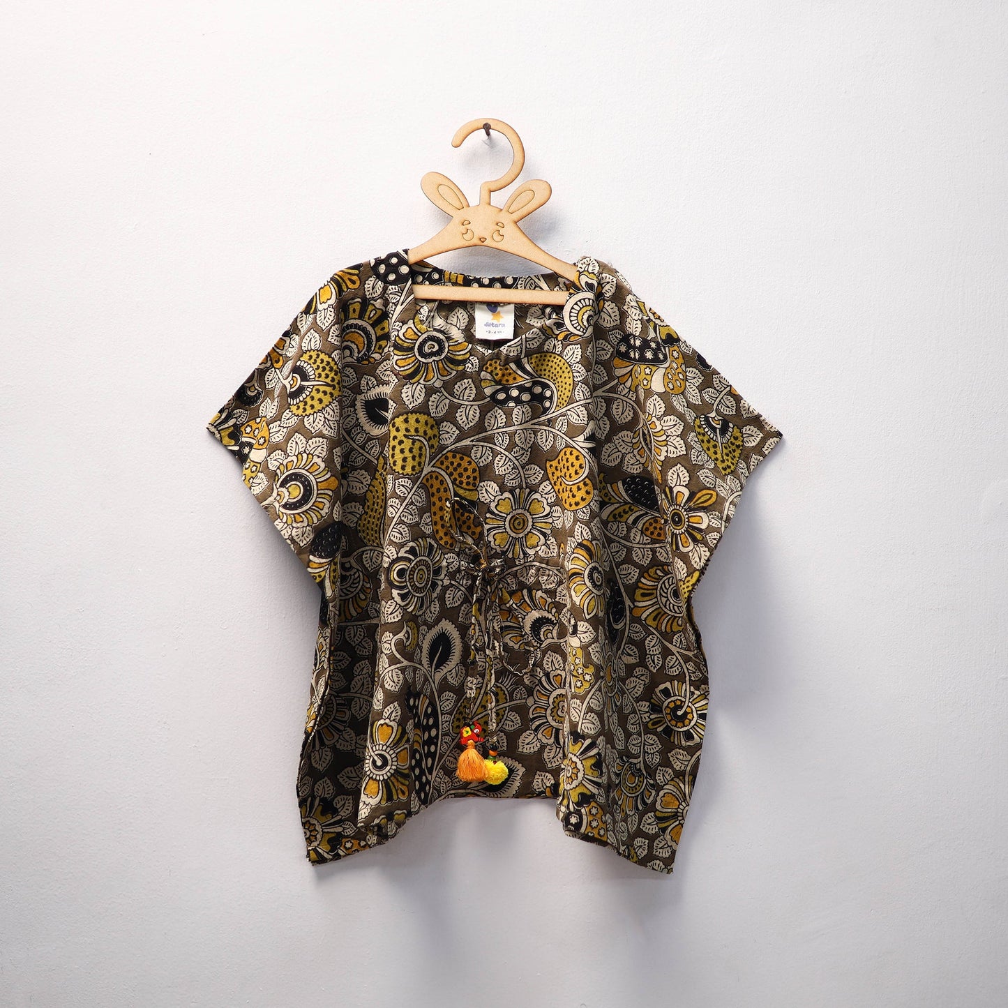 Black - kalamkari cotton kids kaftan (3-4 years) 52