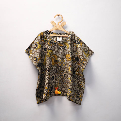 Black - kalamkari cotton kids kaftan (3-4 years) 52