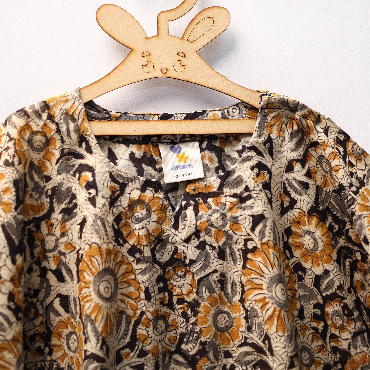 Black - kalamkari cotton kids kaftan (3-4 years) 55