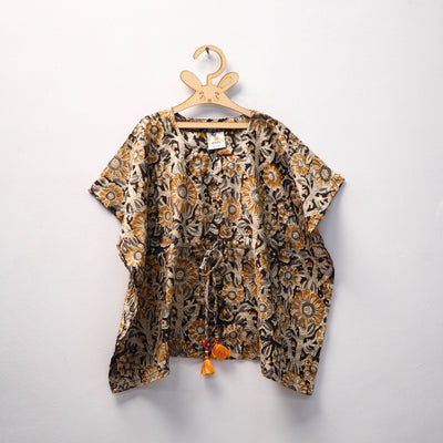 Black - kalamkari cotton kids kaftan (3-4 years) 55