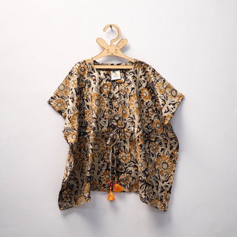 Black - kalamkari cotton kids kaftan (3-4 years) 55