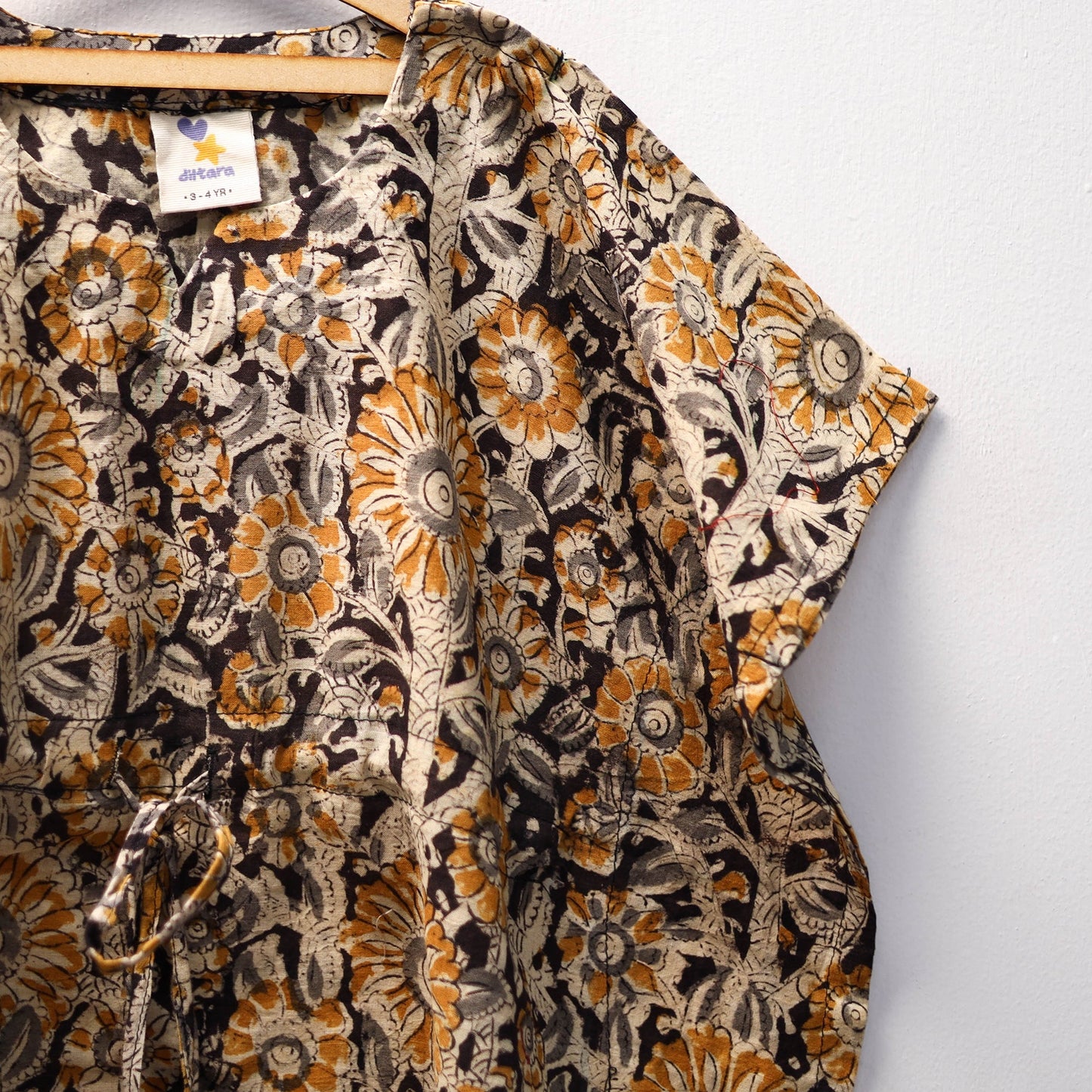 Black - kalamkari cotton kids kaftan (3-4 years) 55