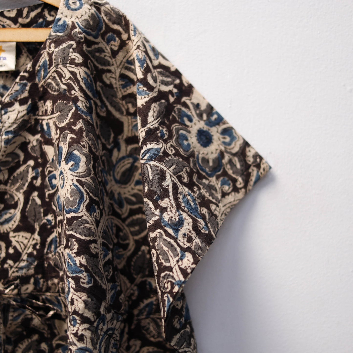 Black Kalamkari Block Print Cotton Kids Kaftan (3-4 Years)