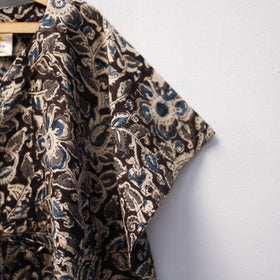 Black Kalamkari Block Print Cotton Kids Kaftan (3-4 Years)