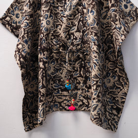 Black Kalamkari Block Print Cotton Kids Kaftan (3-4 Years)