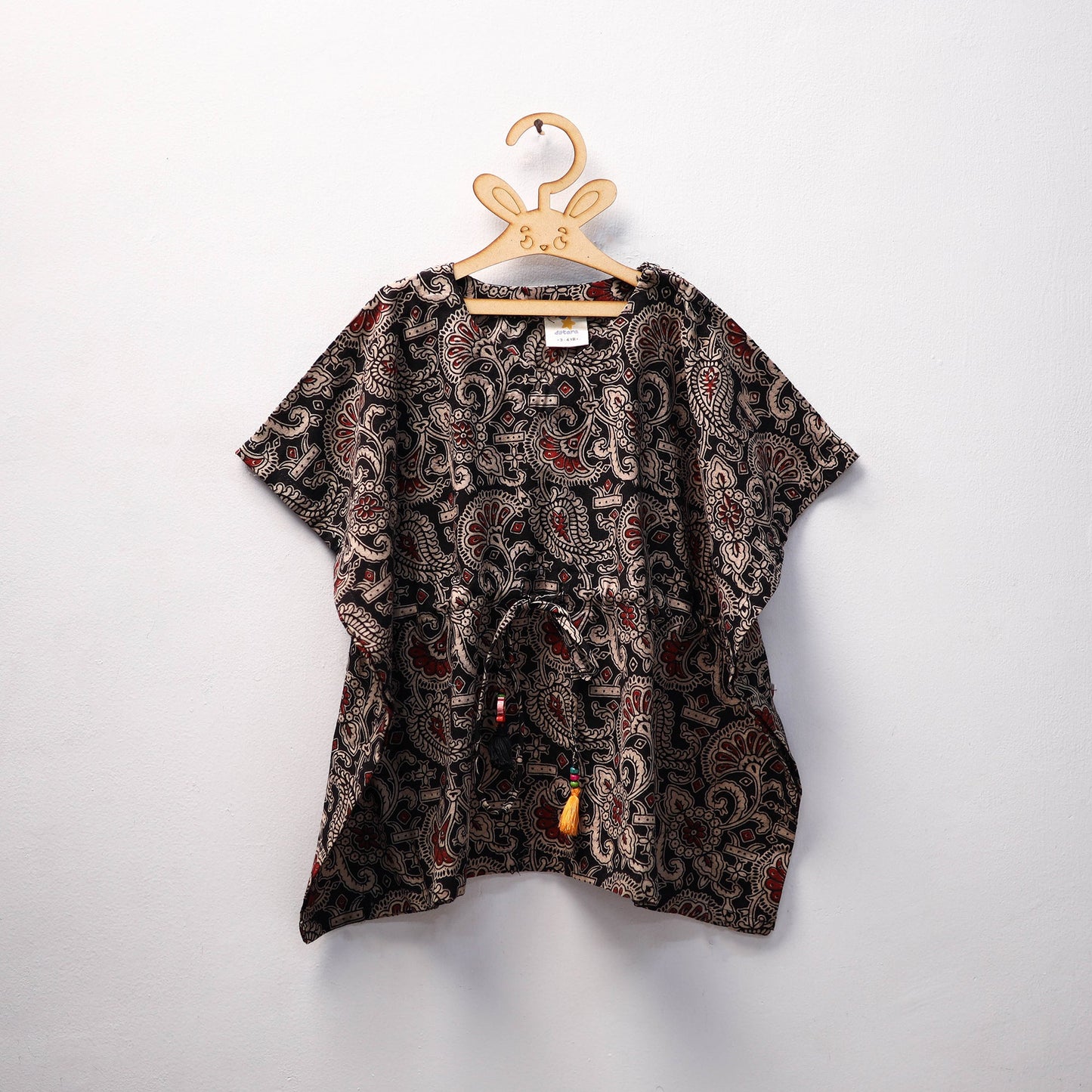 Black - kalamkari cotton kids kaftan (3-4 years) 82