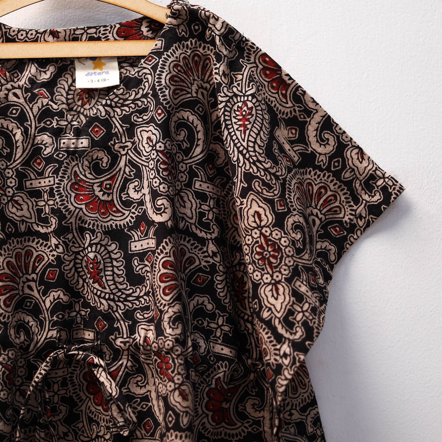 Black - kalamkari cotton kids kaftan (3-4 years) 82