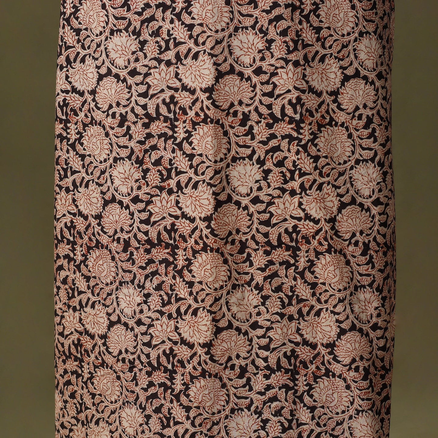 Black Kalamkari Print Cotton Unstitched Kurta Material