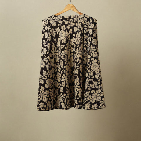Black - kalamkari cotton wrap around skirt 08 - handcrafted