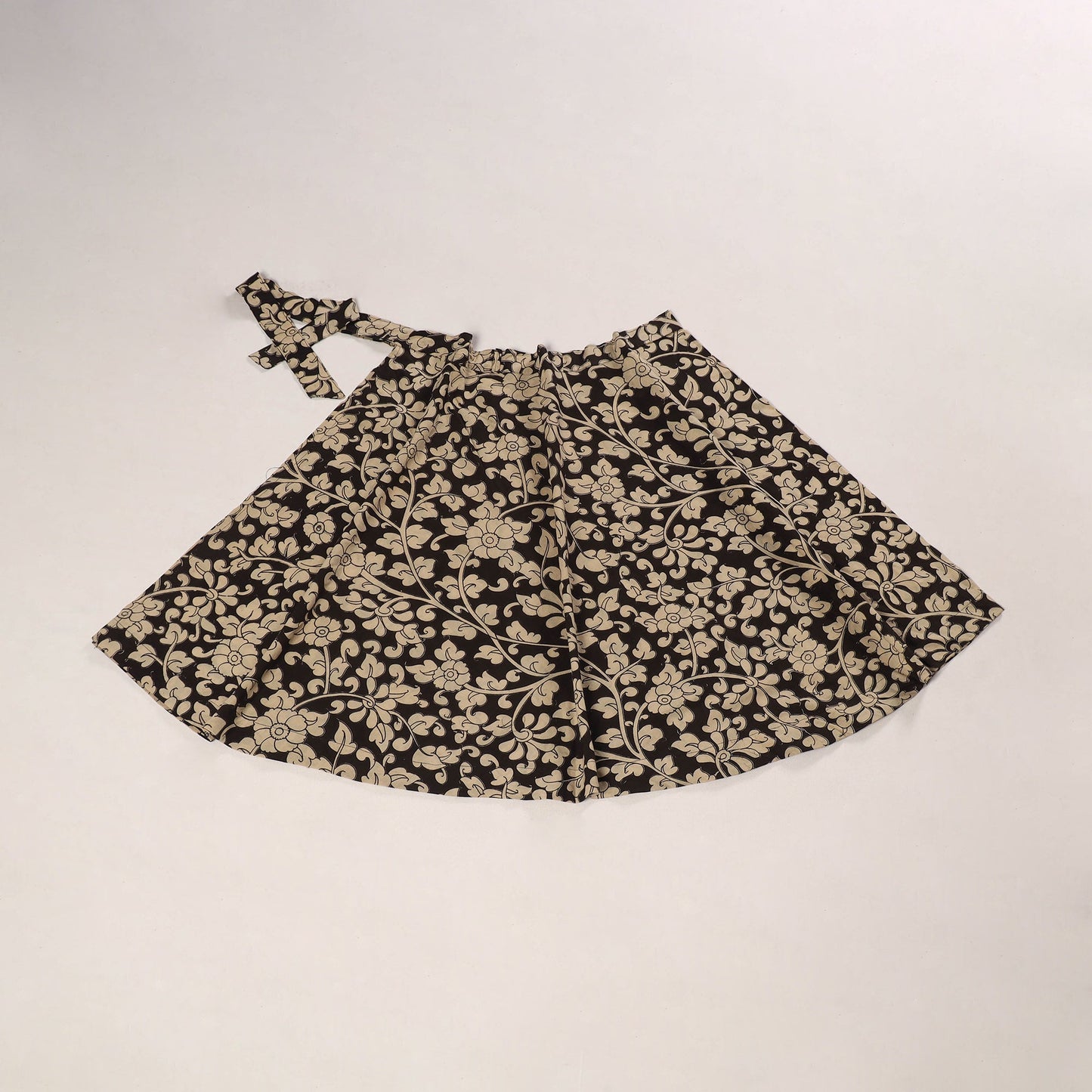 Black - kalamkari cotton wrap around skirt 08 - handcrafted