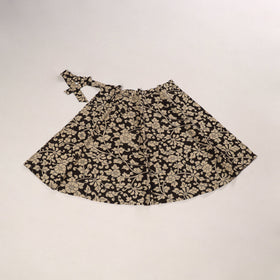 Black - kalamkari cotton wrap around skirt 08 - handcrafted