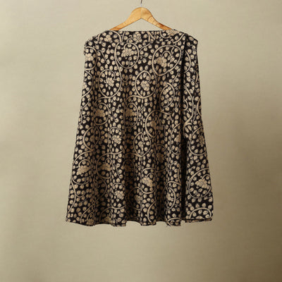 Black - kalamkari cotton wrap around skirt 13 - handcrafted