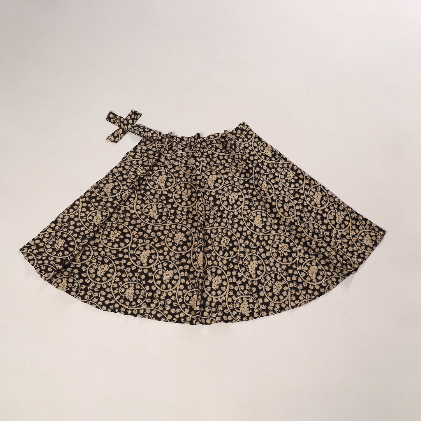 Black - kalamkari cotton wrap around skirt 13 - handcrafted