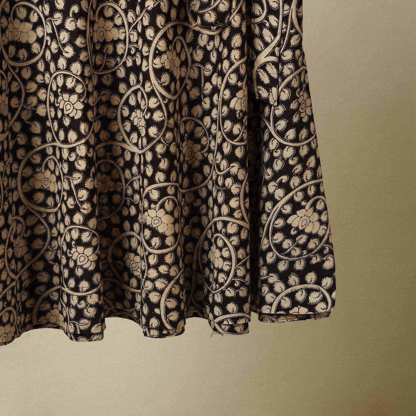 Black - kalamkari cotton wrap around skirt 13 - handcrafted