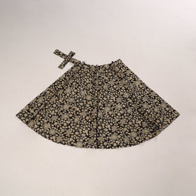 Black - kalamkari cotton wrap around skirt 15 - handcrafted