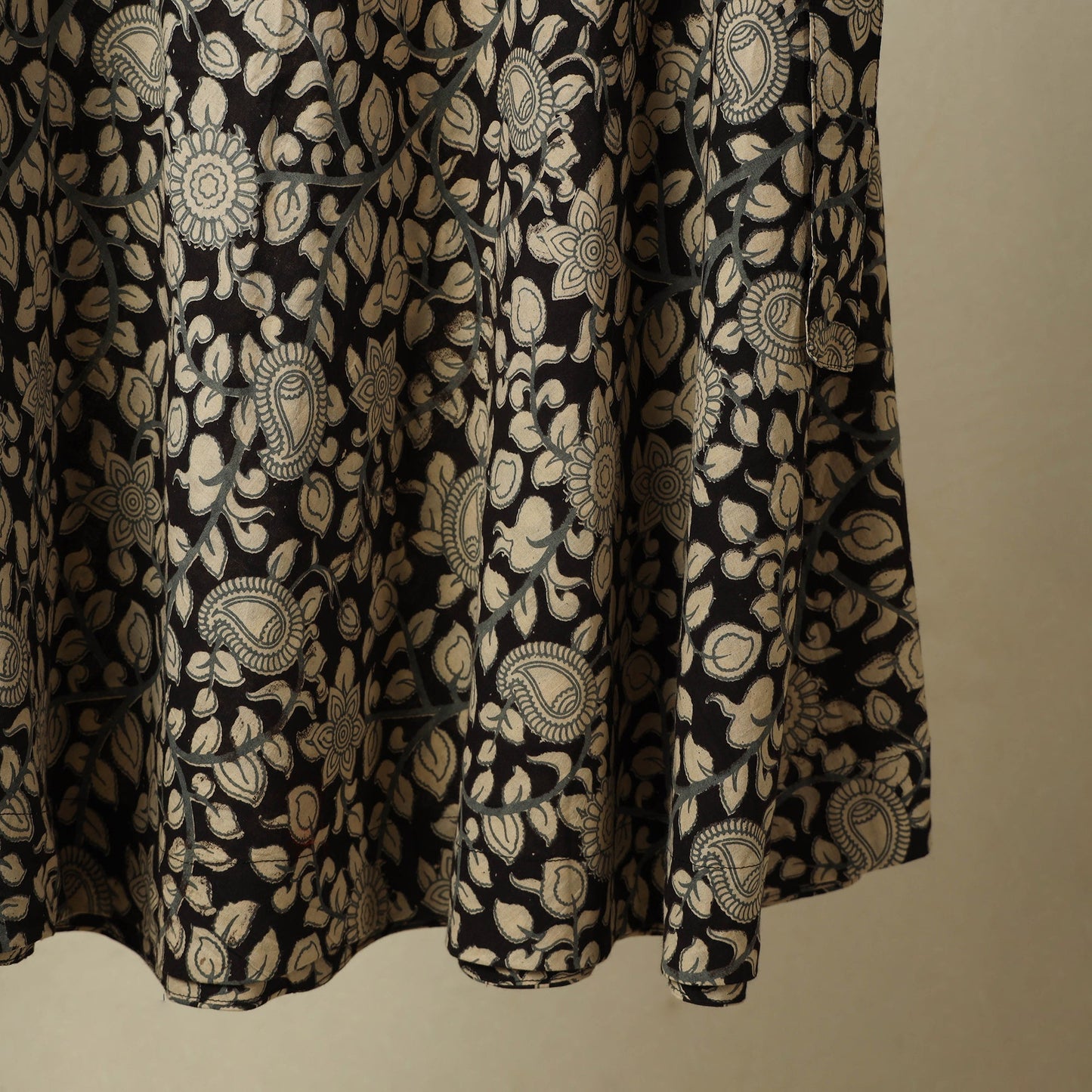 Black - kalamkari cotton wrap around skirt 15 - handcrafted