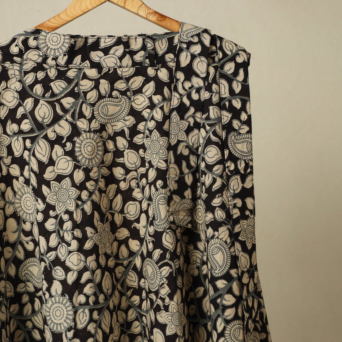 Black - kalamkari cotton wrap around skirt 15 - handcrafted