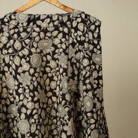 Black - kalamkari cotton wrap around skirt 15 - handcrafted