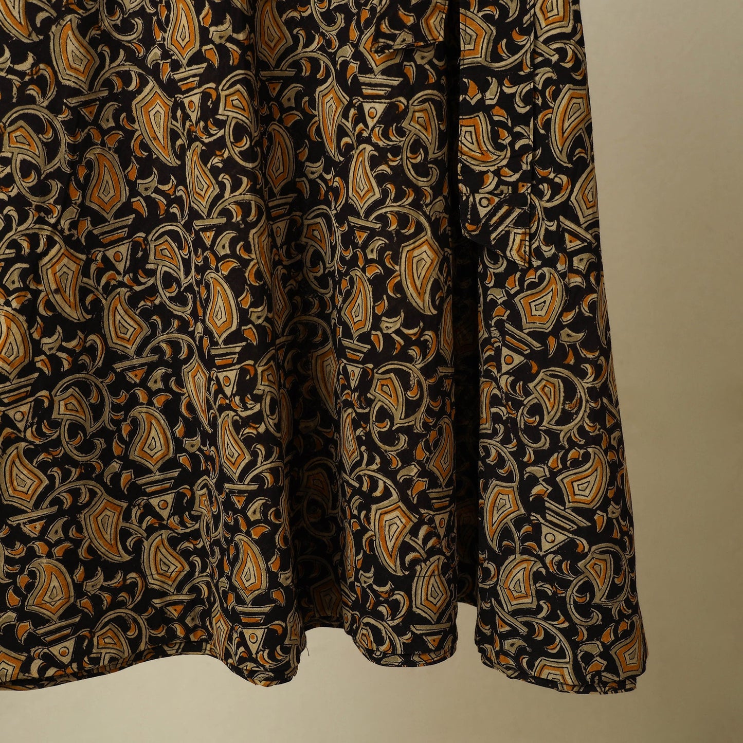 Black - kalamkari cotton wrap around skirt 61 - handcrafted