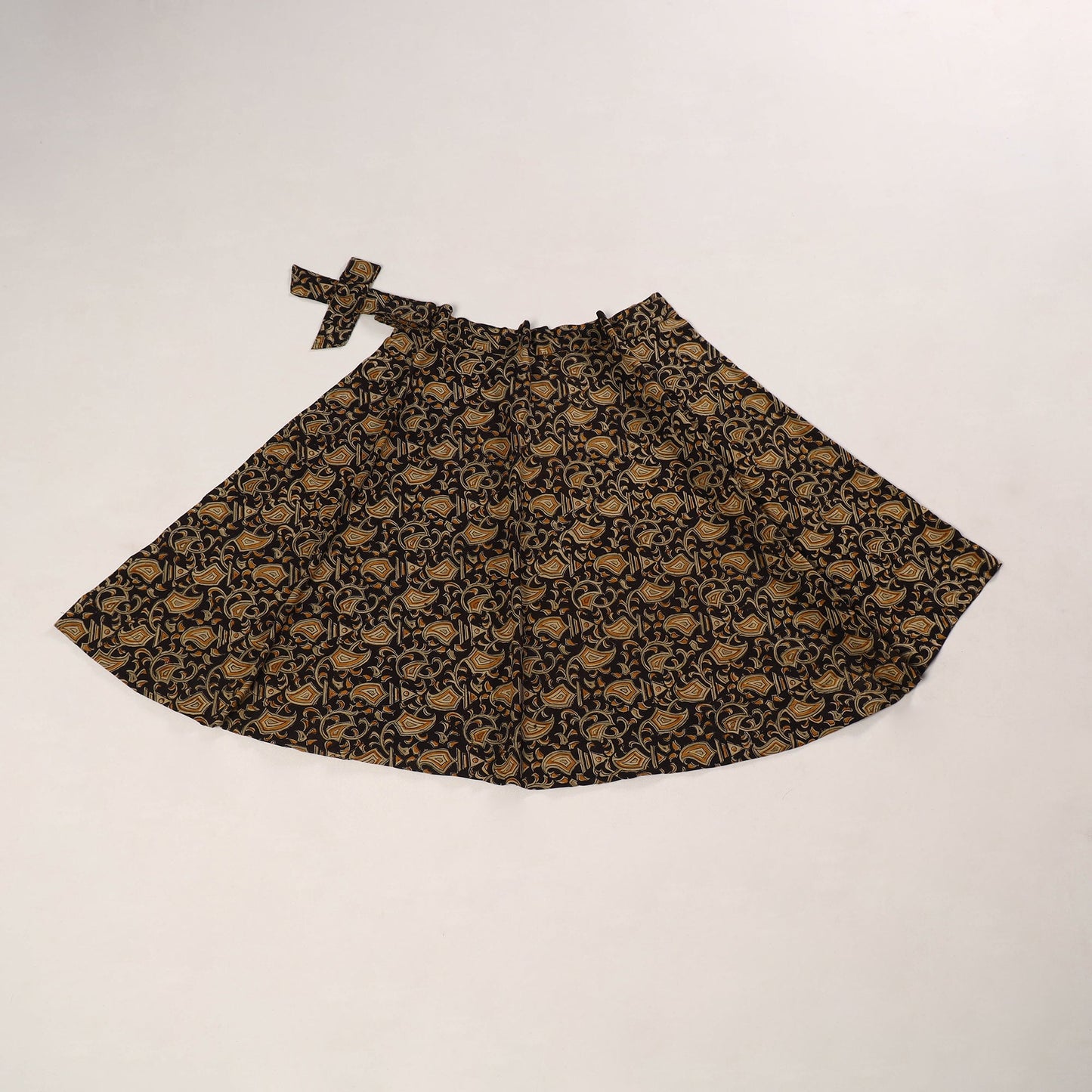 Black - kalamkari cotton wrap around skirt 61 - handcrafted