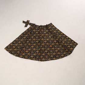 Black - kalamkari cotton wrap around skirt 61 - handcrafted