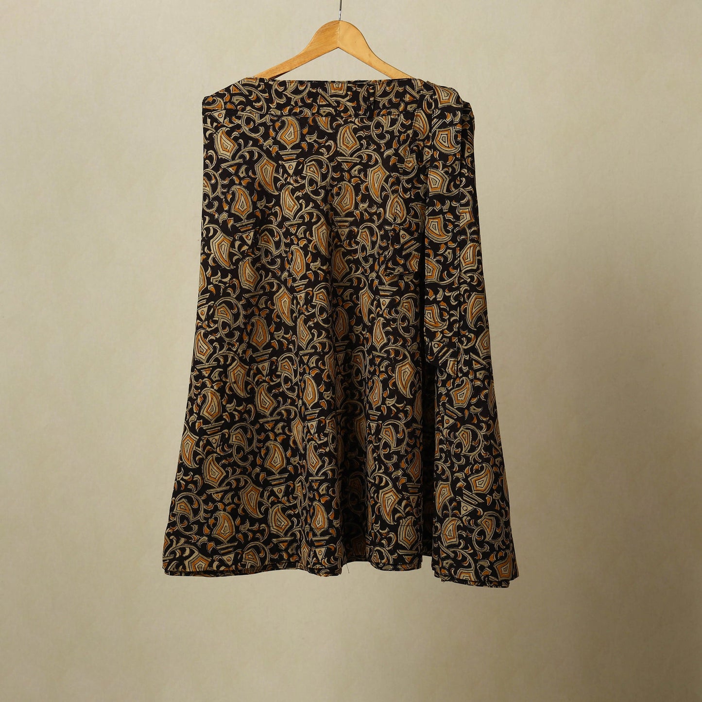 Black - kalamkari cotton wrap around skirt 61 - handcrafted
