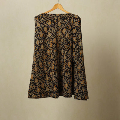 Black - kalamkari cotton wrap around skirt 61 - handcrafted