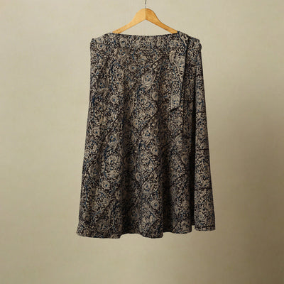 Black - kalamkari cotton wrap around skirt 65 - handcrafted