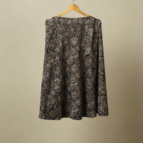 Black - kalamkari cotton wrap around skirt 65 - handcrafted