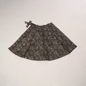 Black - kalamkari cotton wrap around skirt 65 - handcrafted