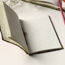 Black - kalamkari fabric cover handmade paper notebook (7 x