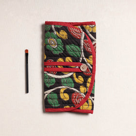  Kalamkari Fabric Multipurpose Segmented Make-up Brush Wrap Pouch/Case 