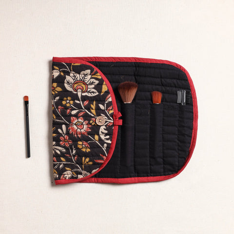  Kalamkari Fabric Multipurpose Segmented Make-up Brush Wrap Pouch/Case 