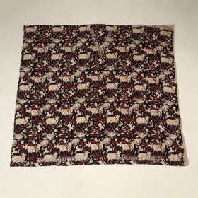 Black Kalamkari Print Hand Embroidery Cotton Blouse Piece